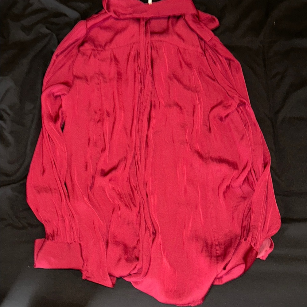 Free People Lala Blouse in Off Beat Burgundy - Women’s XS - Picture 4 of 4